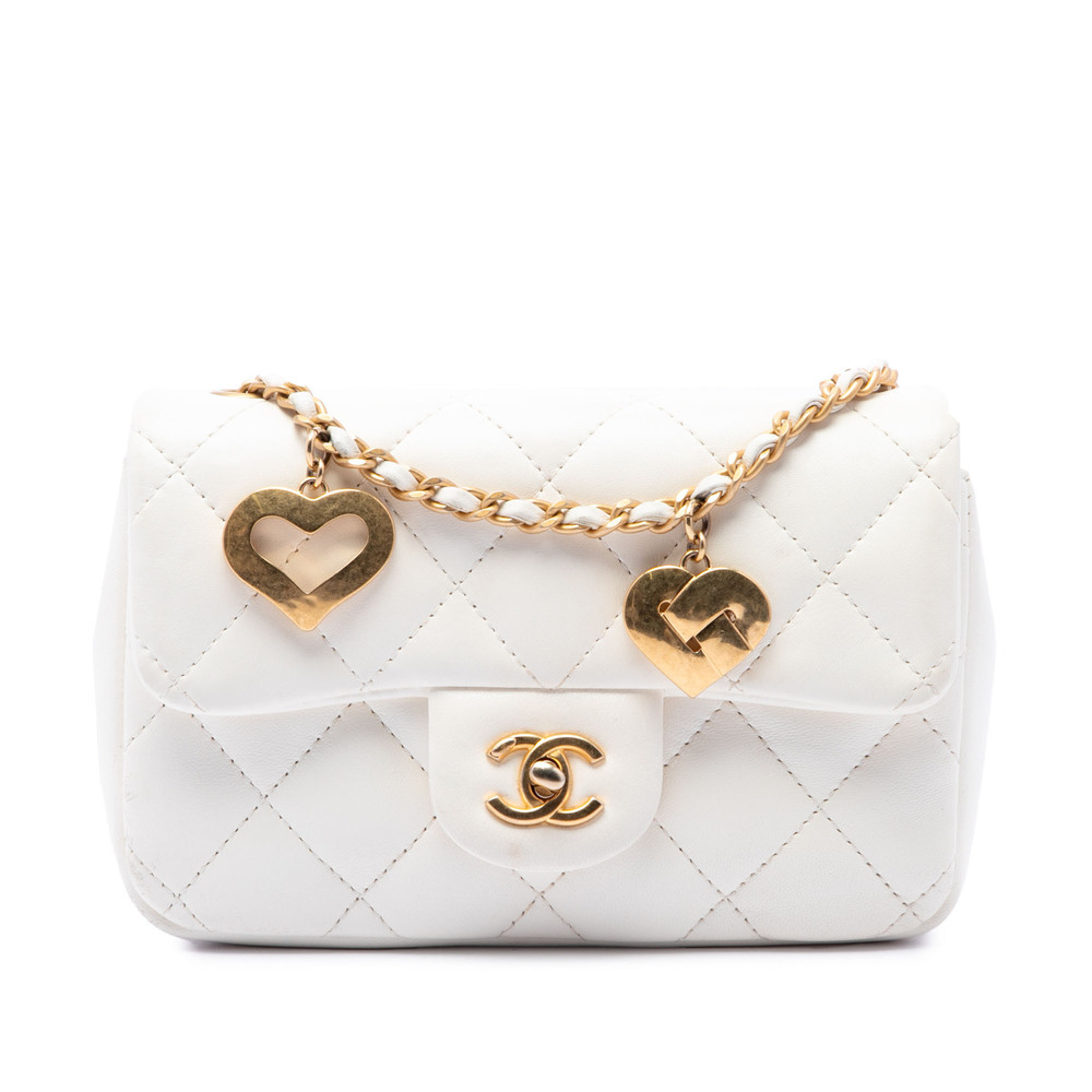 Pre-Loved Chanel Mini Rectangular Quilted Lambskin Heart Charms Flap